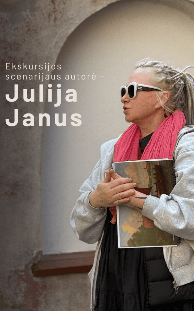 Gidė su knyga ir užrašas „Ekskursijos scenarijaus autorė – Julija Janus“ – „Karaliaus Augusto laiškai“