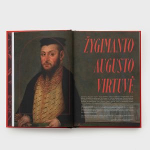 Atversta knyga „Valdovai valgo“ su Žygimanto Augusto portretu ir užrašu „Žygimanto Augusto virtuvė“
